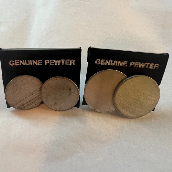 The Unbranded Brand Jewelry - Vintage NOS Pewter Stud Earrings Set of 2 Pairs – Round Minimalist Deadstock New